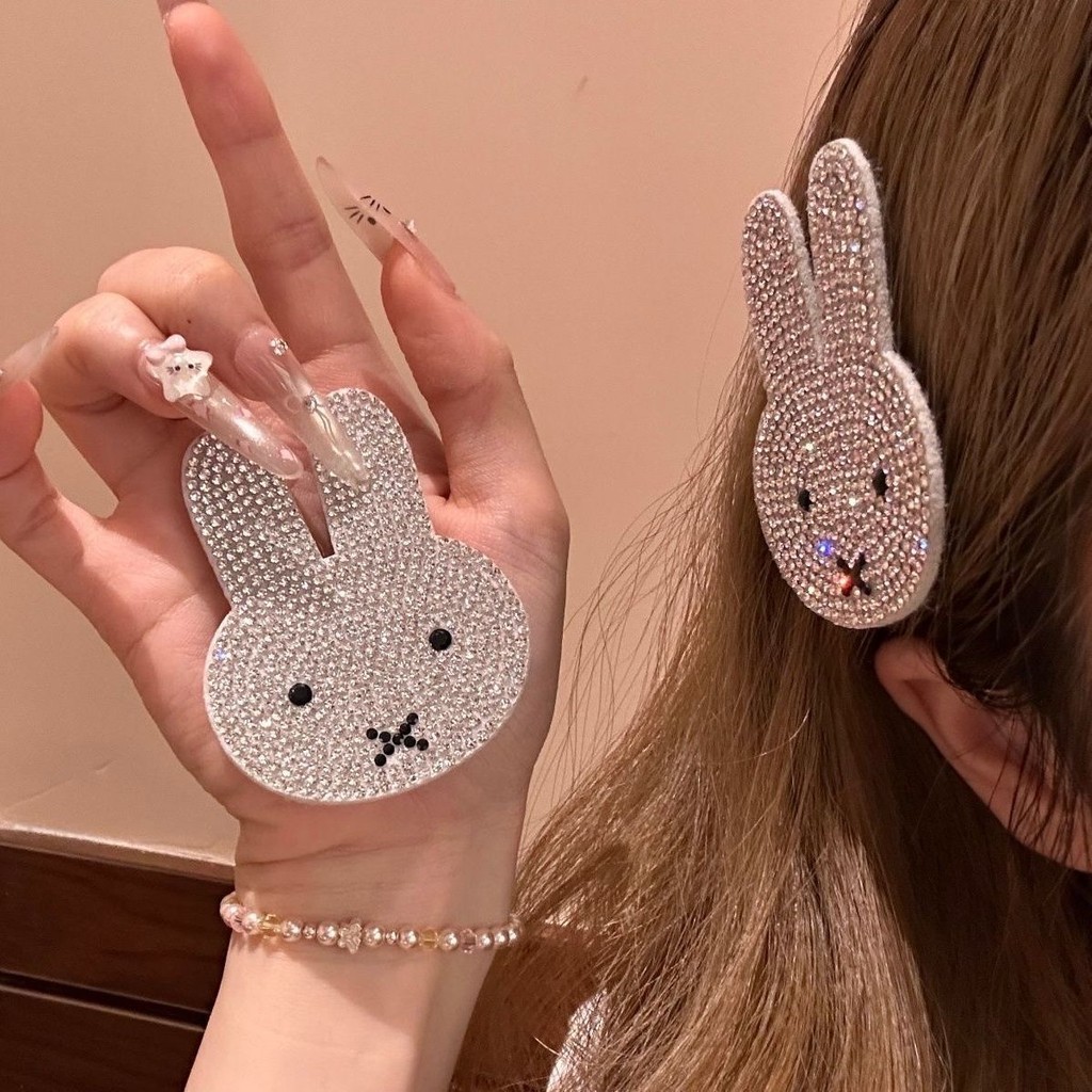 Bonito dos desenhos animados strass Miffy coelho Velcro nicho luz luxo High-End piscando diamantes exclusivos adesivos d