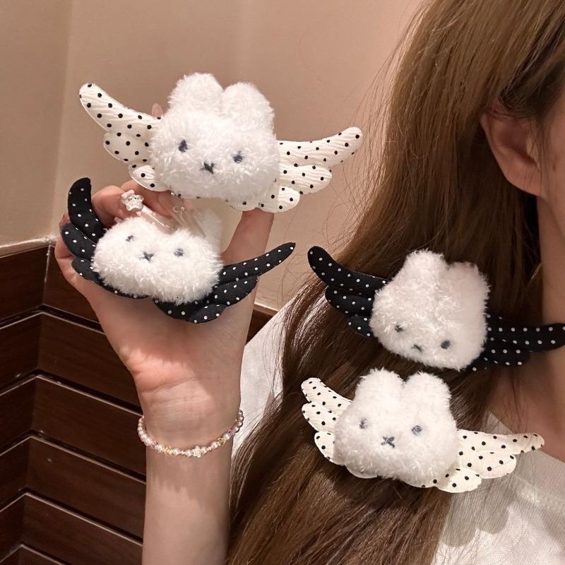 Bonito Anjo Polka-Dot Asa Miffy Coelho Duckbill Grampo De Cabelo Dos Desenhos Animados De Pelúcia Estilo Anime Japonês L