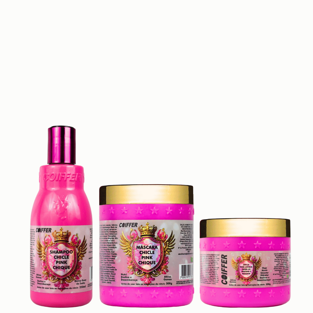 Kit Chicle Pink Chique 3 UND Coiffer Hidratação, Nutrição e Brilho