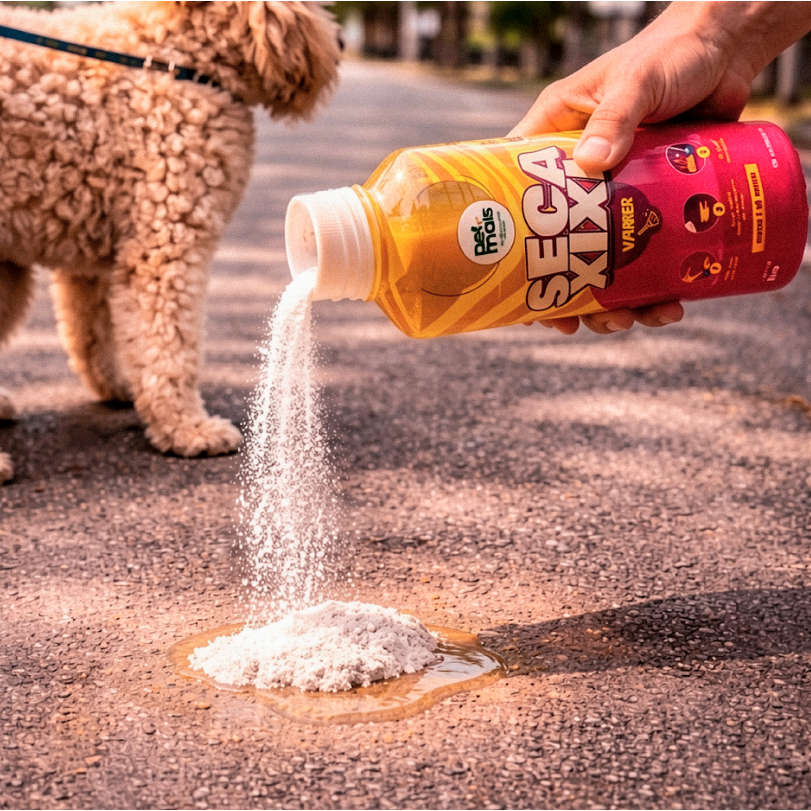 Seca Xixi 1kg Profissional Varrer Urina Vira Pó Higieniza e Neutraliza Odor para Cachorros e Gatos