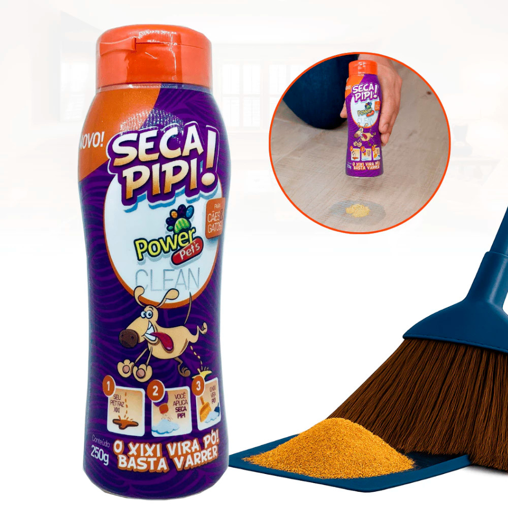 Seca Pipi Power Pets 250g Xixi Vira Pó Eliminador de Urina Pet Higiene para Cães e Gatos