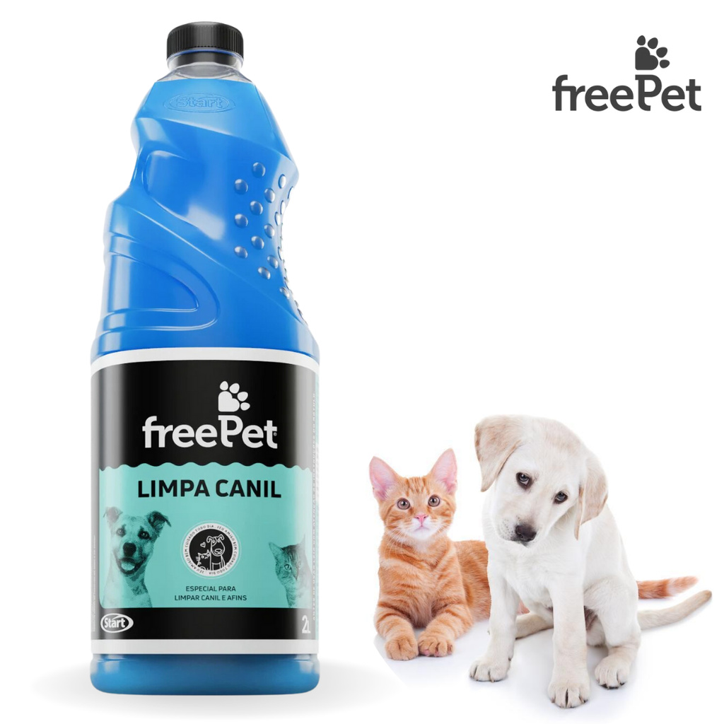 Limpa Canil Cães Gatos Cachorros FreePet 2L Start Neutralizador De Odores Urina Desinfecção Pisos Banheiro Ambientes
