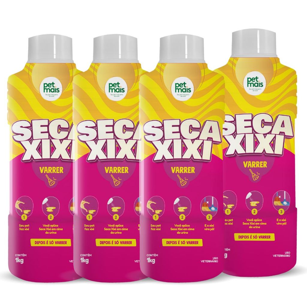 Combo Seca Xixi Varrer 1kg Urina Vira Pó Cachorro Gato Profissional Petmais Elimina Odor