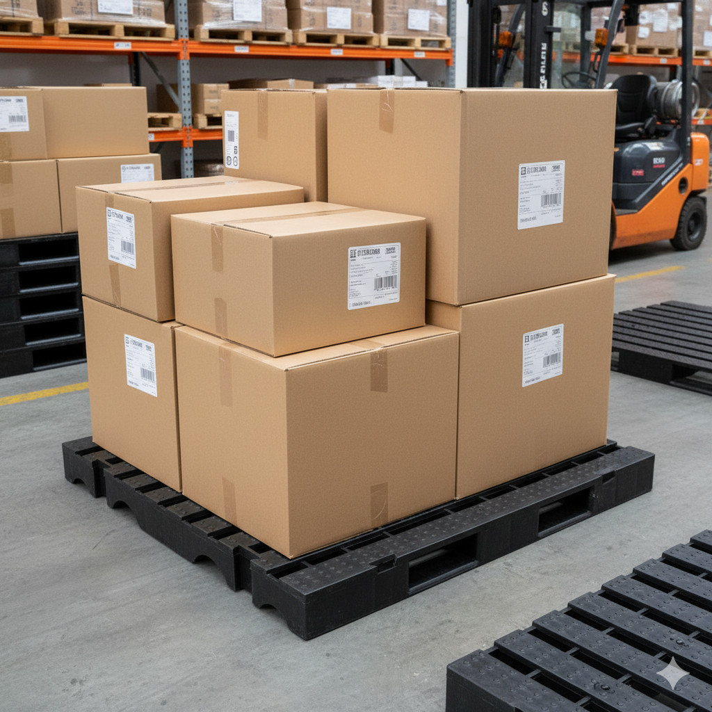Pallet Preto Plástico Reforçado Estrado Piso Palete Carga Armazenagem Depósito Estoque