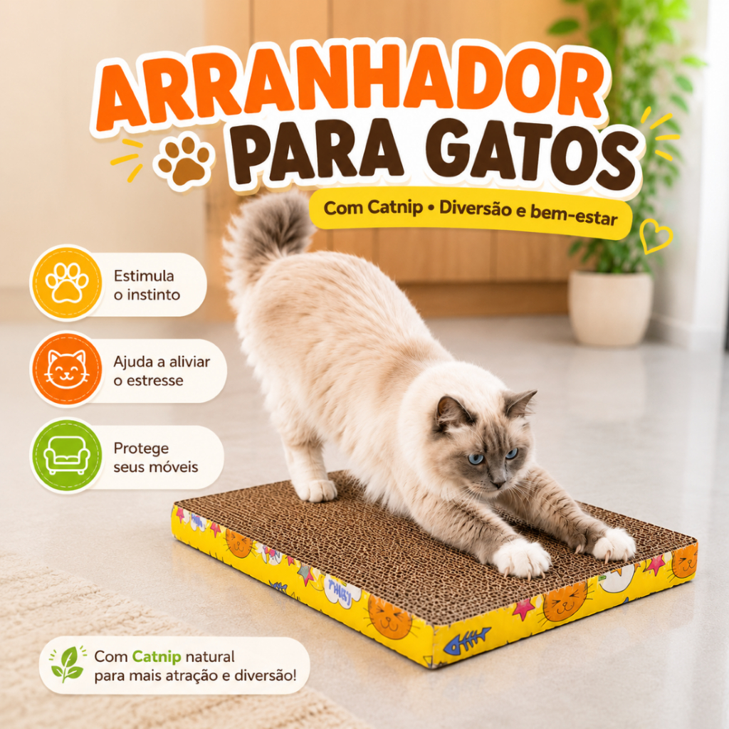 Arranhador Papelão Gato Catnip Reto Brinquedo Pet Unhas Arranha Resistente