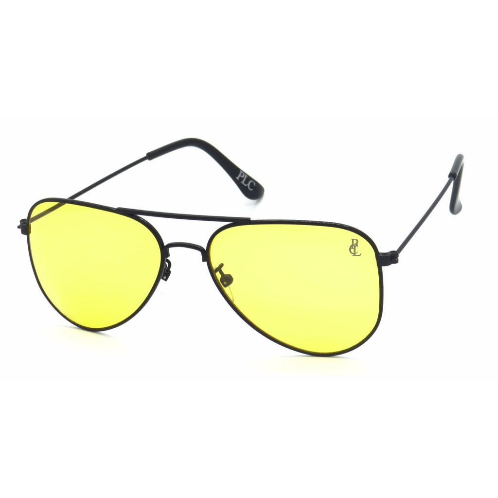 Óculos de Sol PLC,  Aviador Trend Fashion Amarelo Clear, night drive, night vision.
