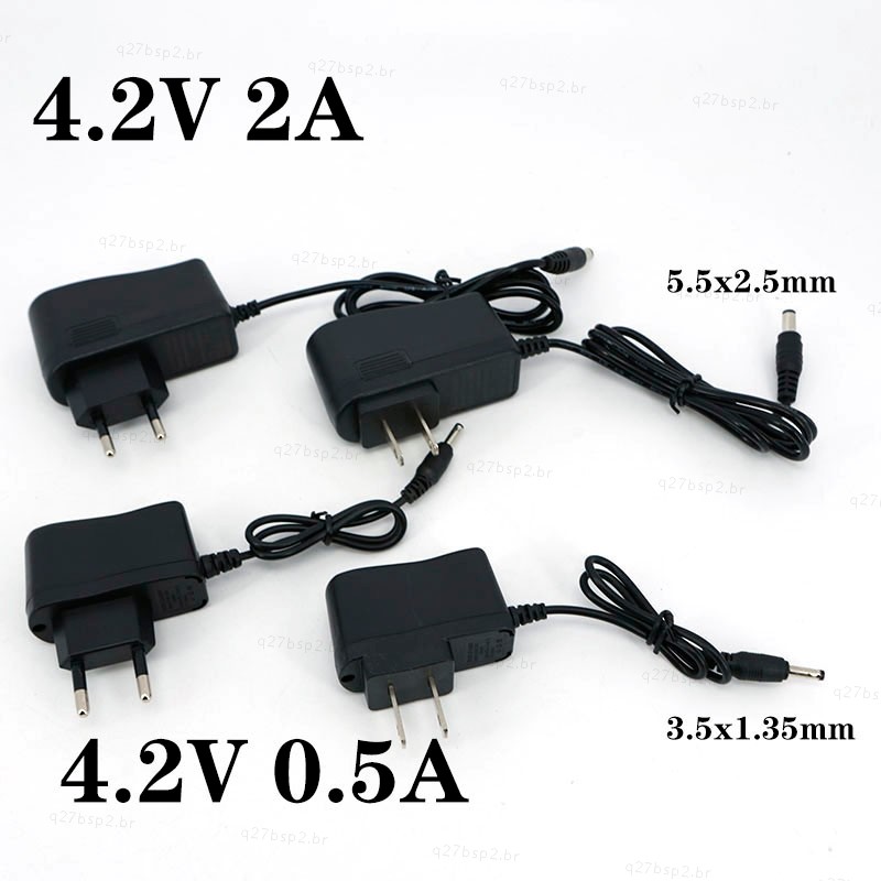 Adaptador AC 100-240V DC 4.2V 0.5A 2A 5.5x2.5mm 3.5x1.35mm Carregador De Fonte De Alimentação Para 1S 2S 3S 4S 18650 Bat