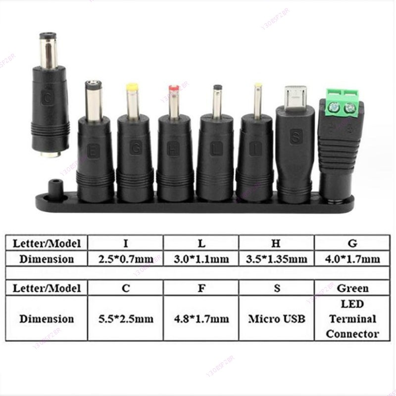 Universal 8 Dicas 5.5x2.5mm 4.0x1.7 3.5x1.35mm 4.8x1.7mm DC Macho Fêmea terminal Adaptador De Alimentação AC Conector Pa