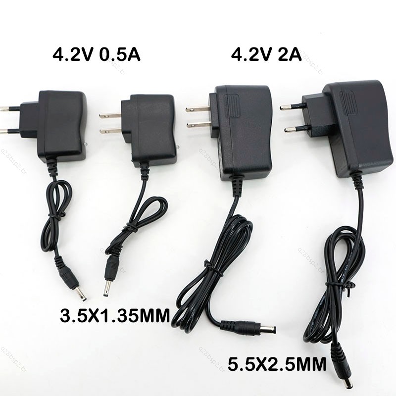 AC 100-240V DC 4.2V 0.5A 500mA 2A 2000mA 5.5x2.5mm 3.5x1.35mm Adaptador Carregador De Fonte De Alimentação Para 1S 2S 3S