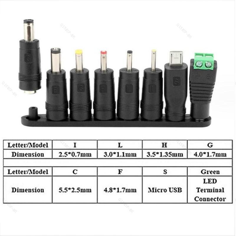Universal 8 Dicas 5.5x2.5mm 4.0x1.7 3.5x1.35mm 4.8x1.7mm DC Macho Fêmea terminal Adaptador De Alimentação AC Conector Pa