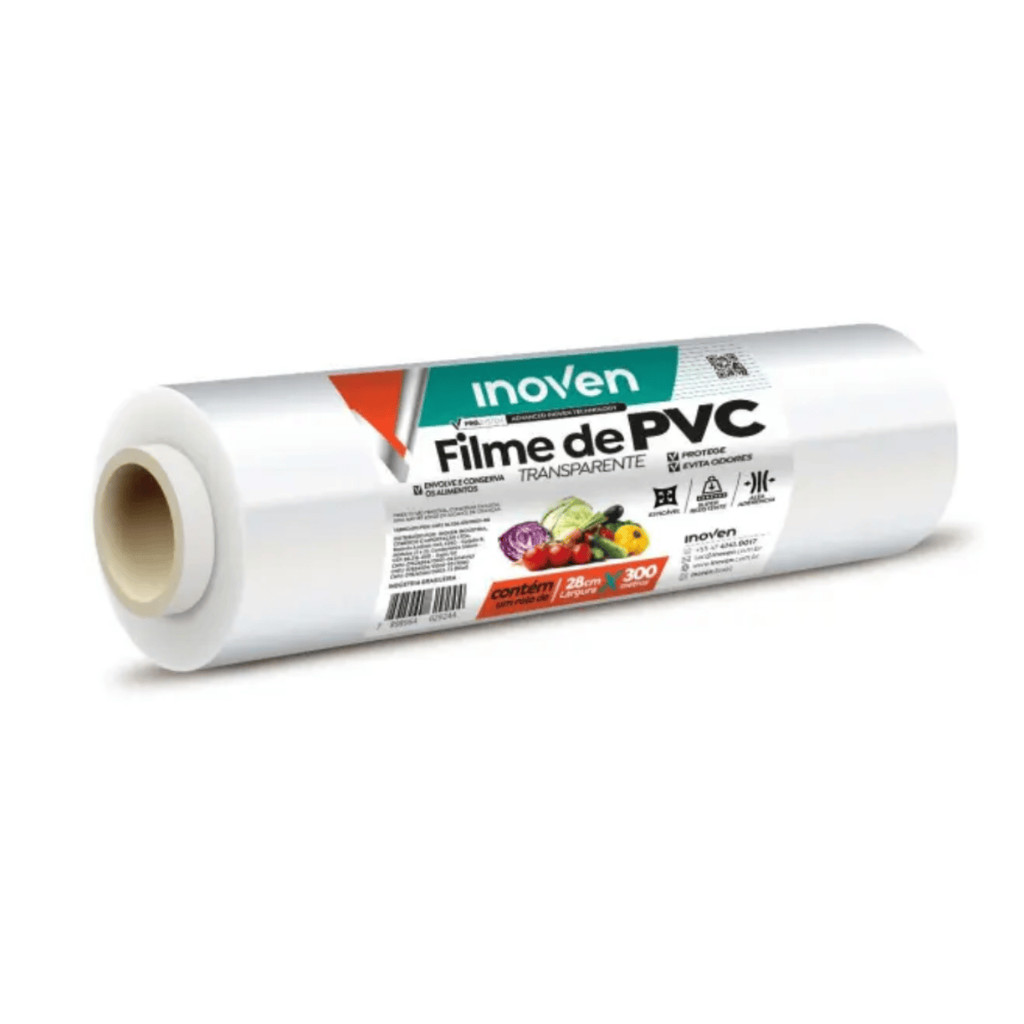 Filme PVC Inoven Transparente 38cm x 300 Metros Rolo Jumbo - Proteção e Embalagem para Bandejas Equi
