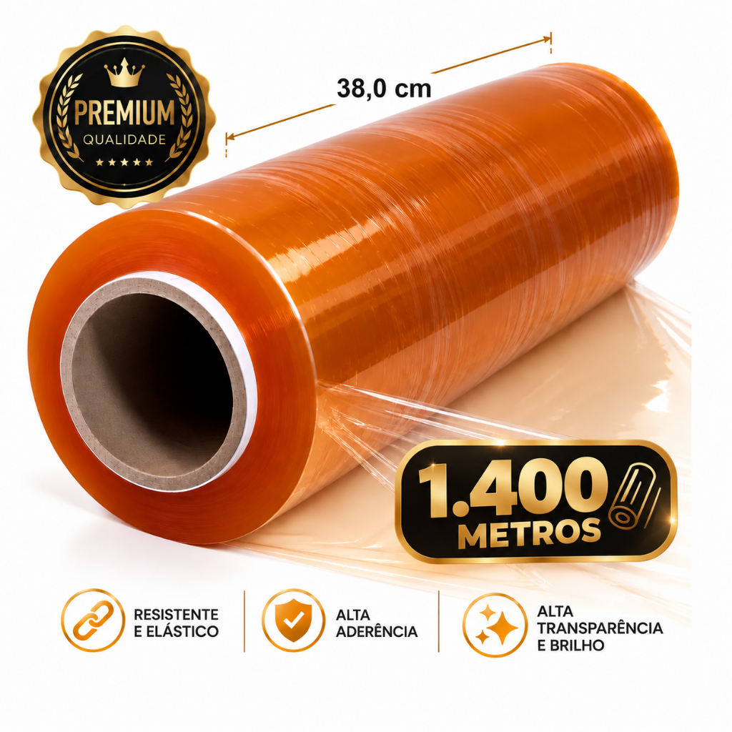 Filme PVC Transparente Premium 38cm x 1400m Bobina Profissional Atóxico para Alimentos