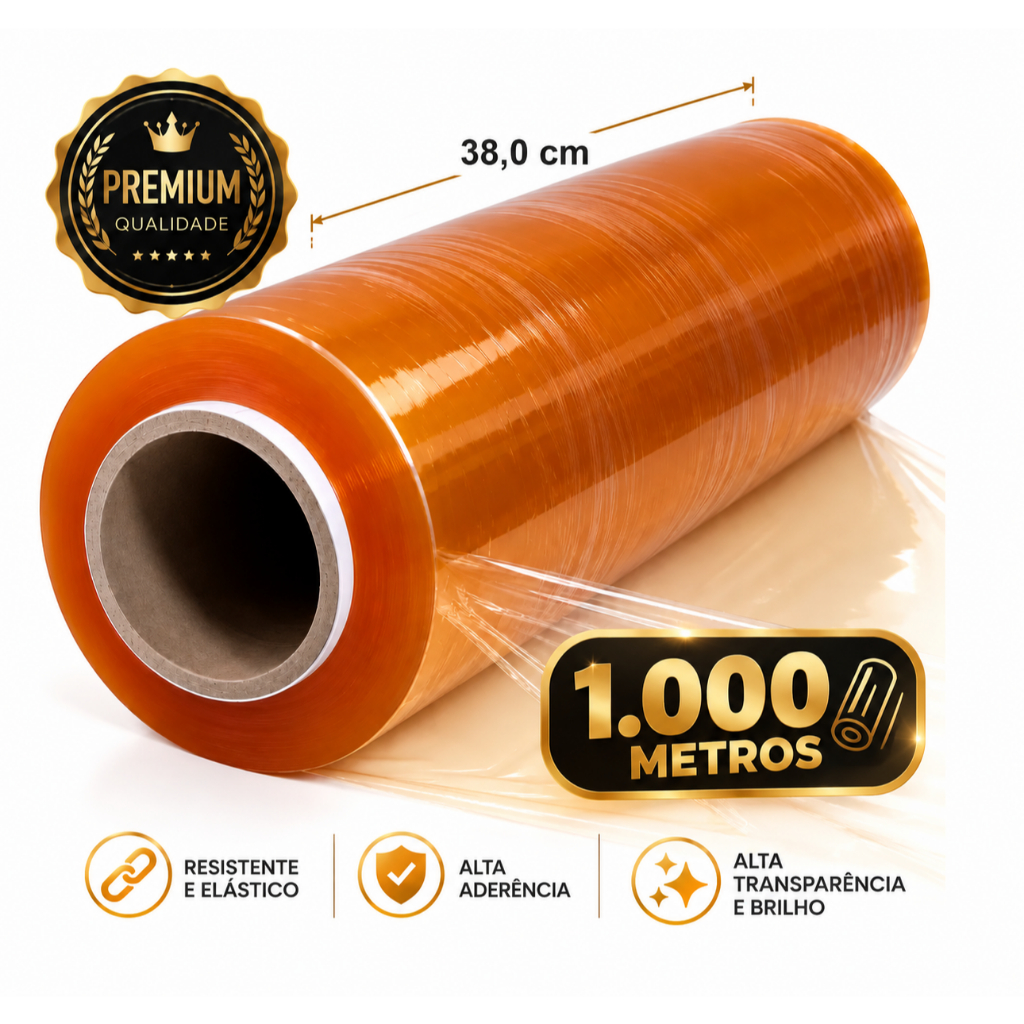 Filme PVC Transparente Premium 38cm x 1000m Bobina Profissional Atóxico para Alimentos
