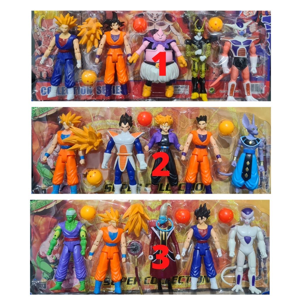 Kit 5 Bonecos Dragon Ball Z Articulados Goku 14 Cm Lacrado