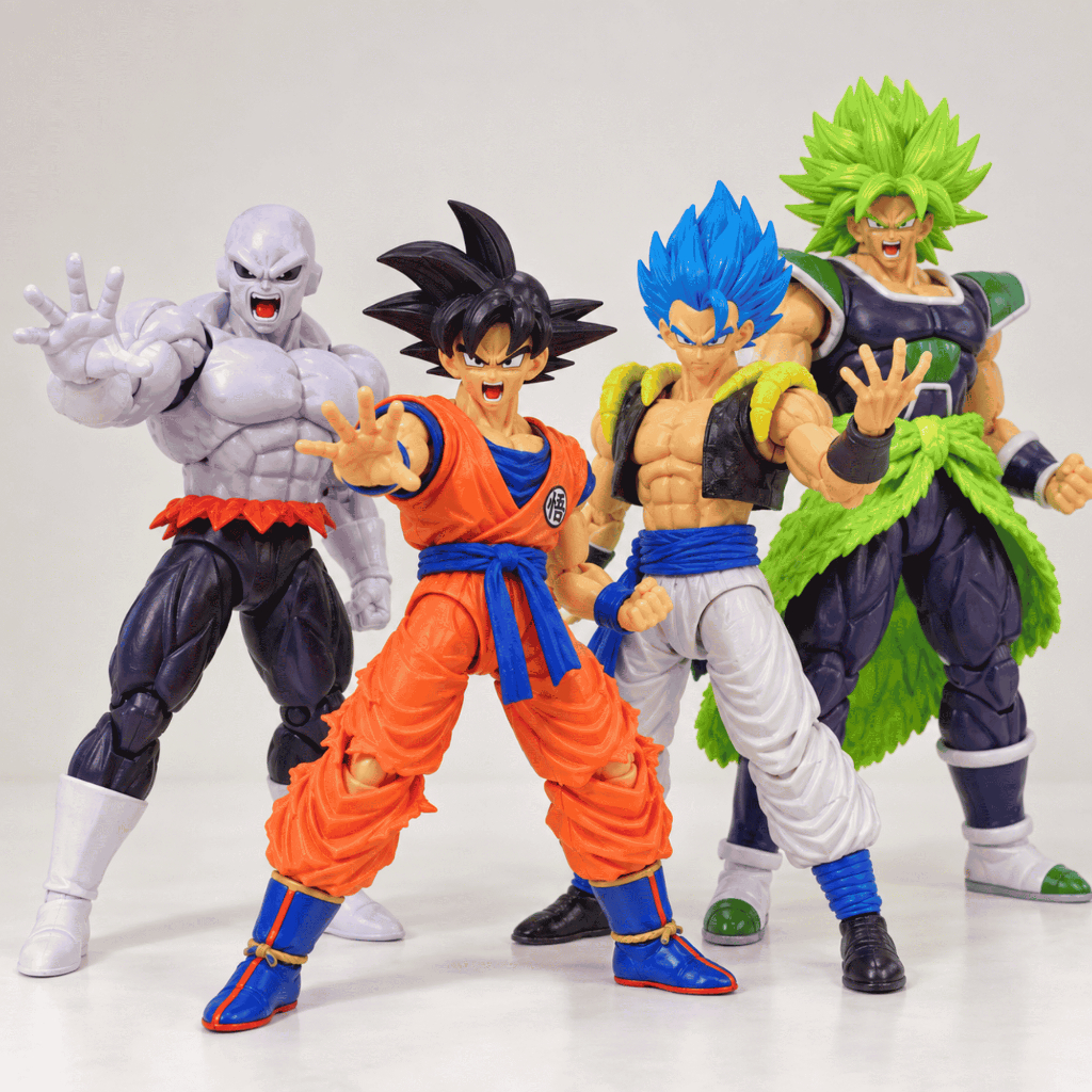 Kit 4 Bonecos Goku Vegeta Broly Jiren Action Figure Articulado Dragon Ball Z Super Colecionáveis