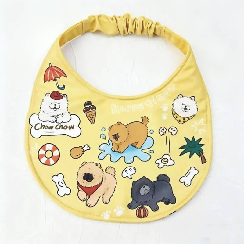 Dog Saliva Towel Dog Paradise Cartoon Print Anti-Dirty Stretch Bib Medium Large Dog Universal Spring and Summer jlEL