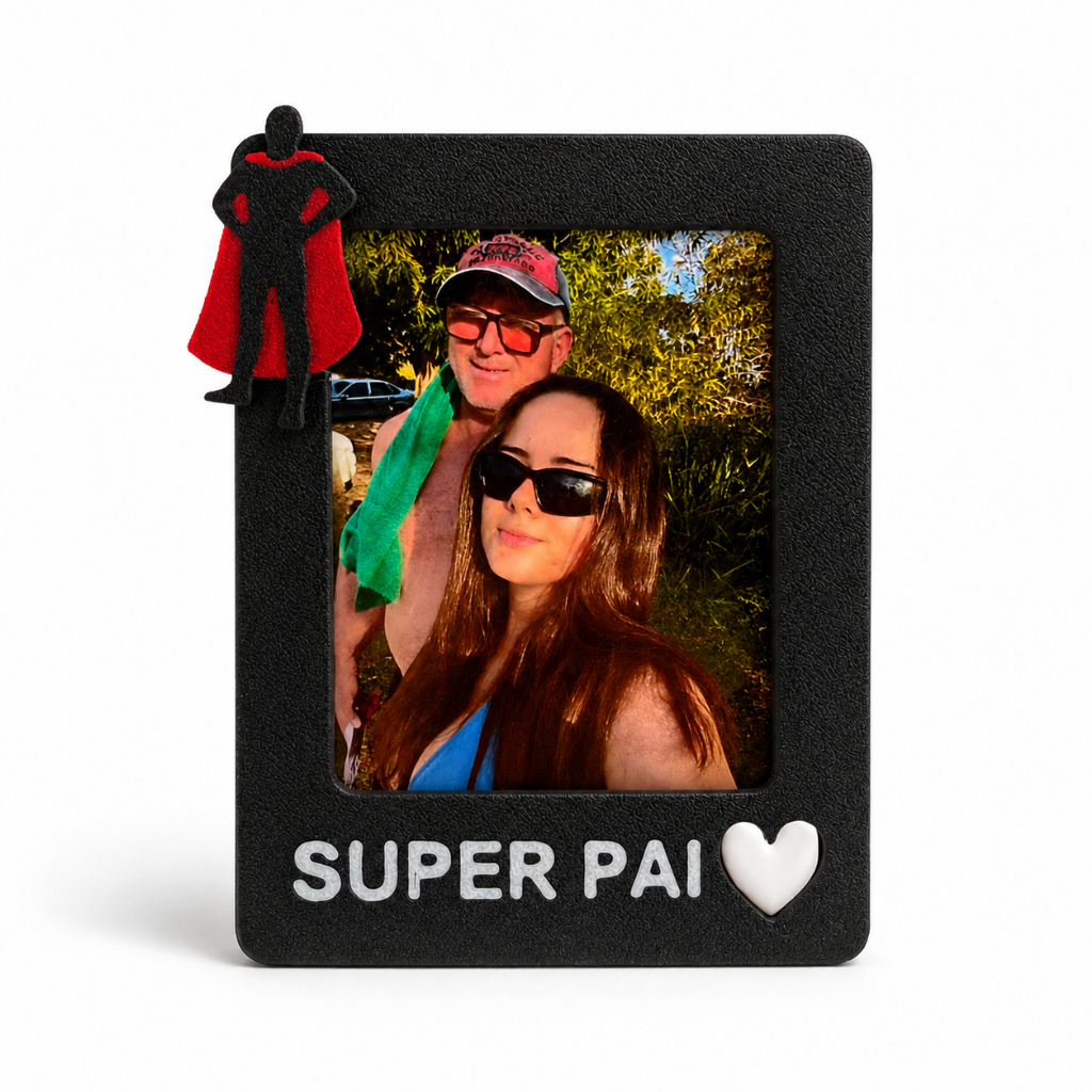 Mini Porta Retrato Personalizado Super Pai com Foto Presente Dia dos Pais Impresso em 3D Lembrancinha Foto Instax