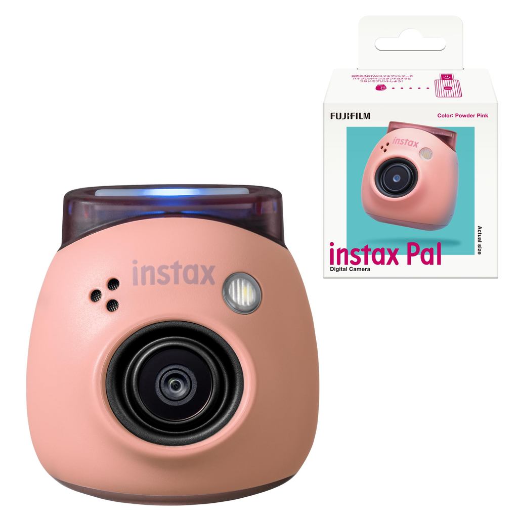 Câmera Fujifilm do tamanho da palma da mão, Cheki INSTAX Pal, rosa-pó, lente grande-angular, vários formatos, INS PAL PINK