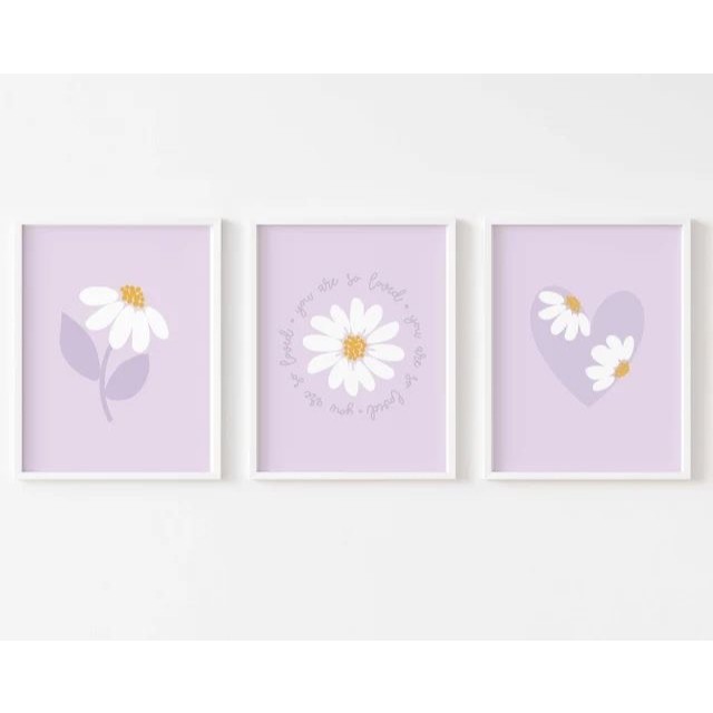 Quadros decorativos Margaridas e Frase 