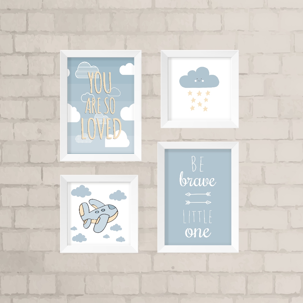 Kit de Quadros Infantil Menino - You Are So Loved e Be Brave