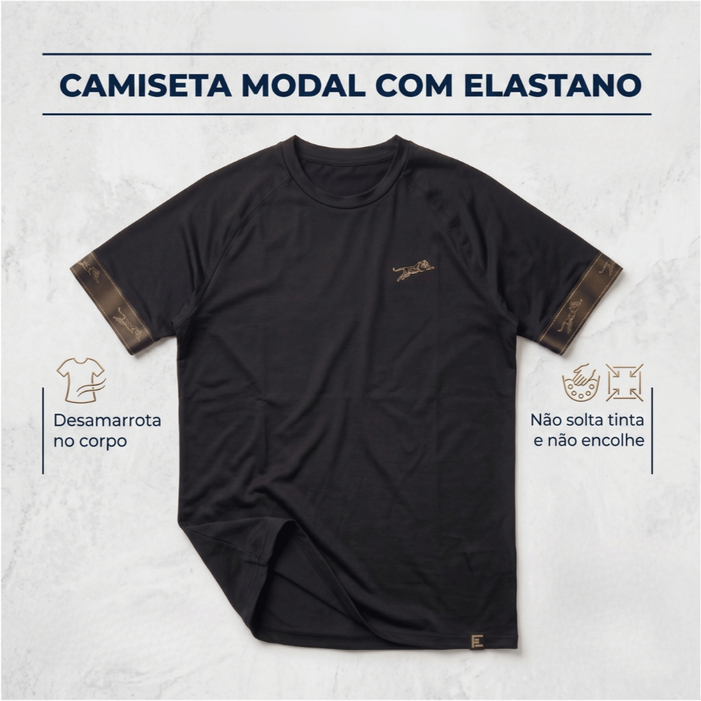 Camiseta Masculina Tech T-Shirt Modal Com Elastano Não Amassa Premium Treino Casual