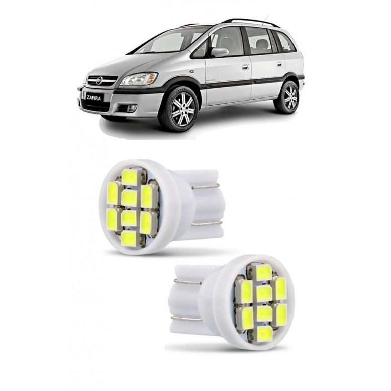 Par Lampada Pingo T10 8 LED Zafira Farol Teto Placa 5w