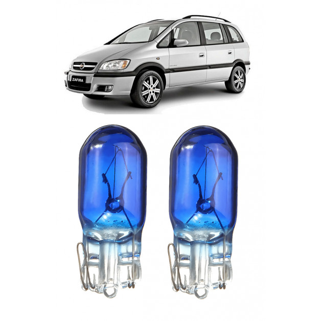Par Lampada Pingo T10 Super Branca Zafira Farol Teto Placa 5w