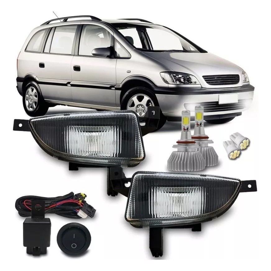 Kit Farol Milha Zafira 1999 2000 2001 2002 2003 2004 + Kit Super Led H3 6k