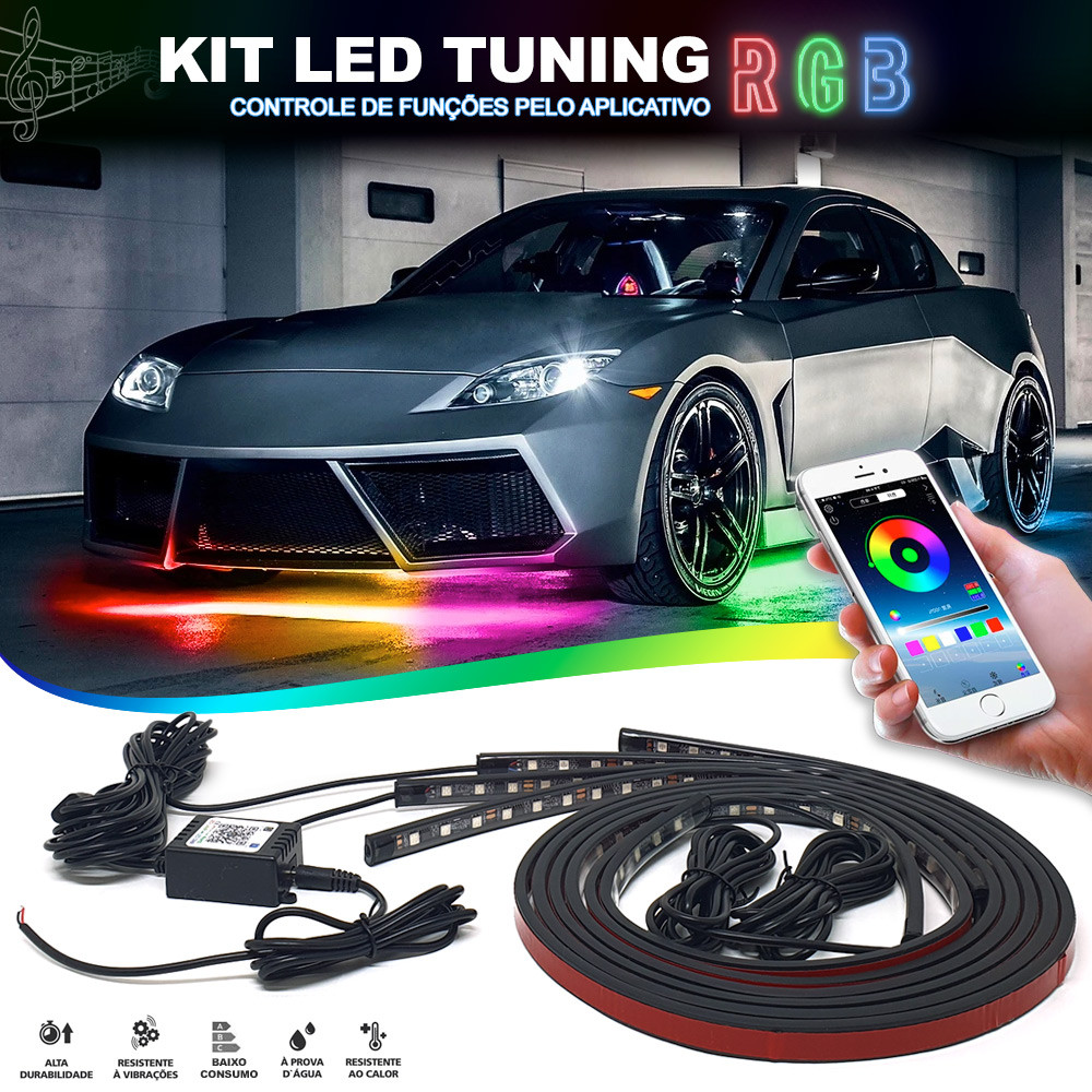 Barra Led Neon Externo Zafira 2001 2002 2003 2004 2005 2006 RGB Embaixo Debaixo Controle Aplicativo