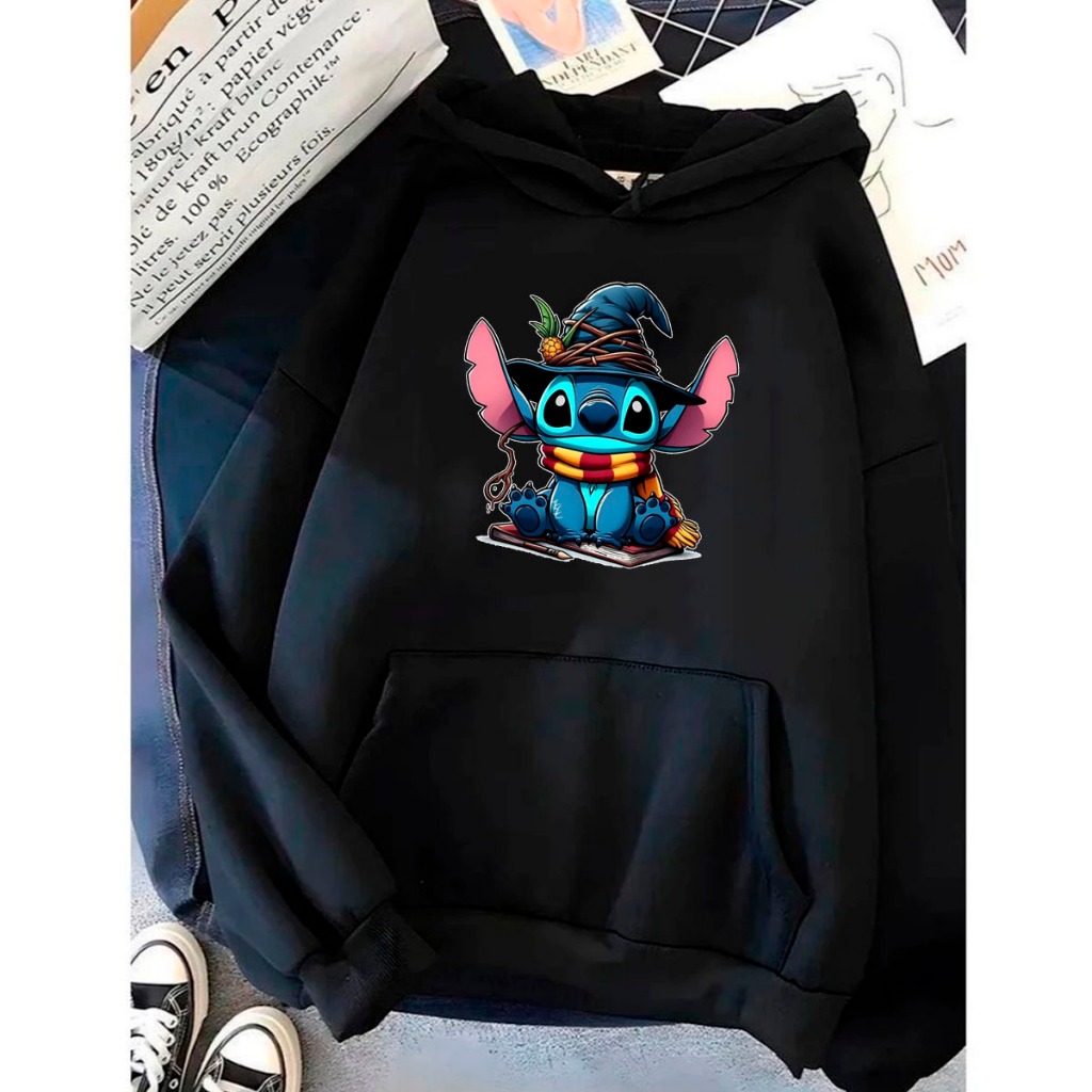 Blusa Canguru Inverno Capote Moletom Capote Unissex C/ Capuz Lilo Stitch Filme Lançamento Desenho Casual Exclusivo