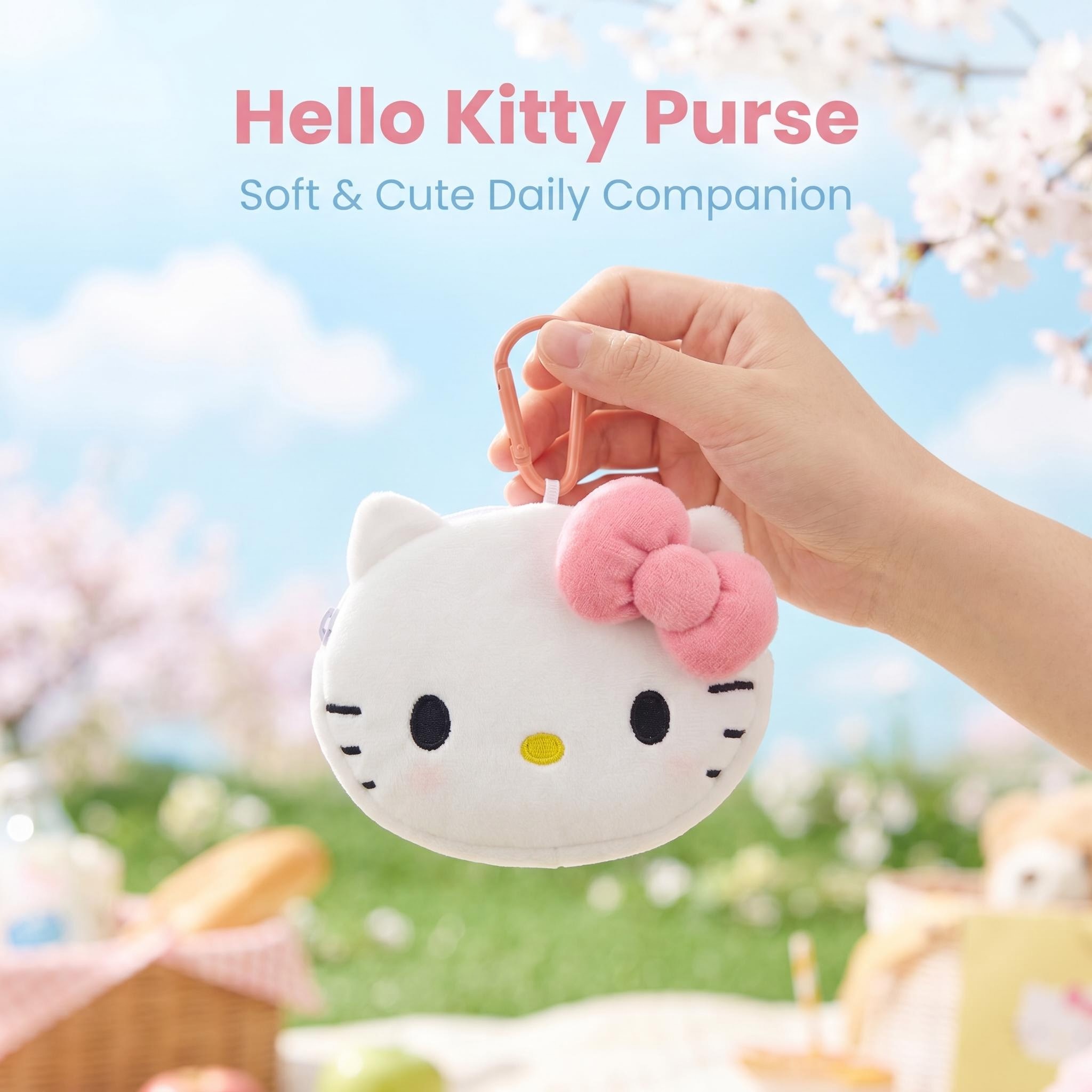 Carteira feminina Sanrio HelloKitty fofa com porta-moedas e chaveiro para bolsa; chaveiro de casal, ideal como presente