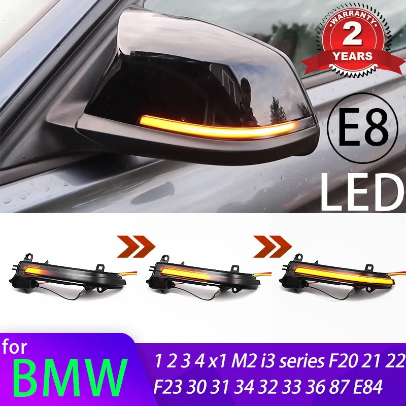 Para BMW 1 2 3 4 X1 M Series F20 F30 F34 F36 E84 F87 i3 Luz de Sinalização LED Dinâmica Preta Sequencial para Espelho Re
