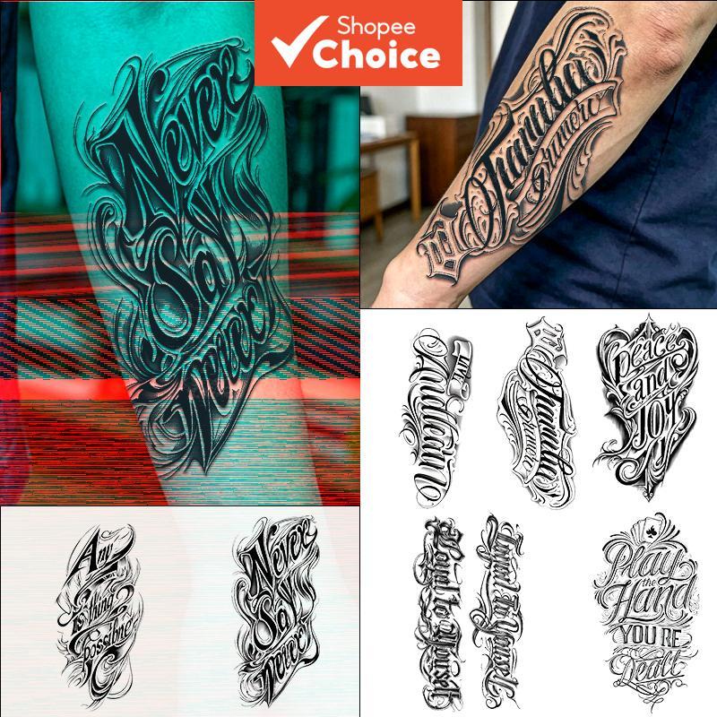 Chicano Letras Tatuagem Temporária Adesivos À Prova Dwaterproof Água Vintage Script Falsa Para Homens Antebraço Braço Ar