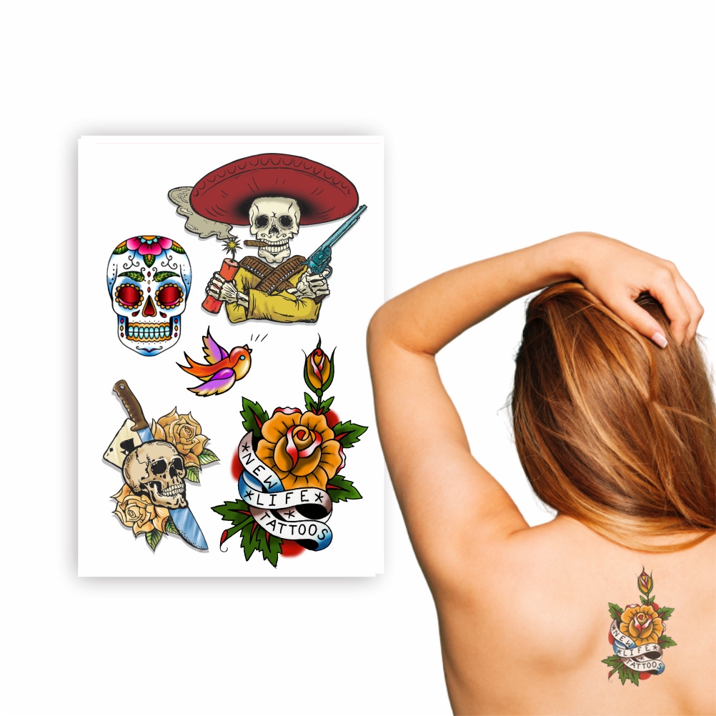 Tatuagem Temporária | Vintage VG006 | Caveira Mexicana