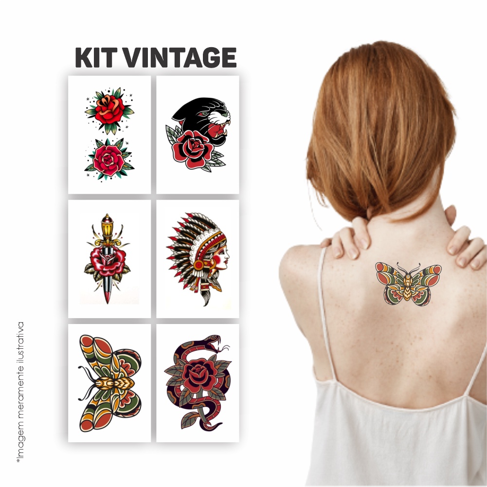 Tatuagem Temporária Feminina Masculina Vintage | Banca