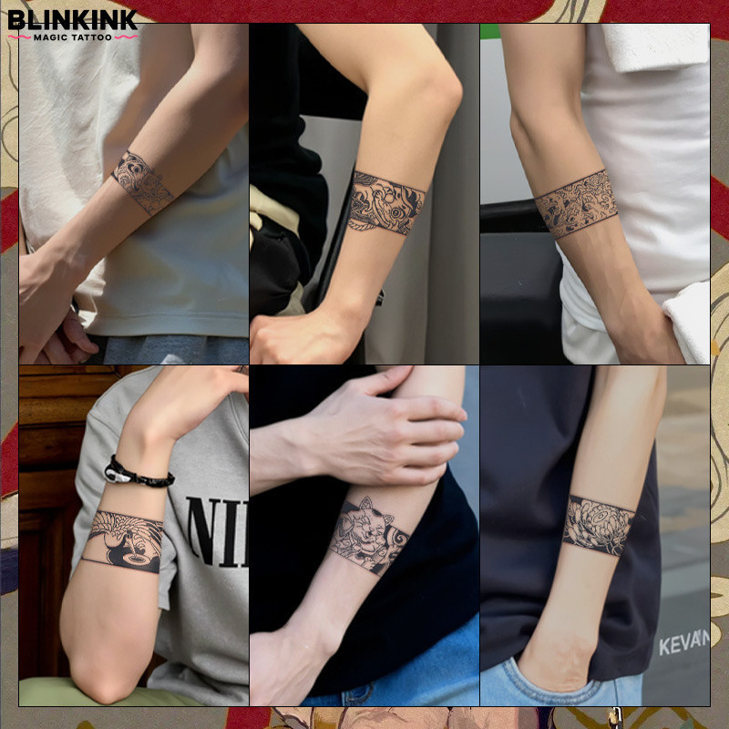Adesivos De Tatuagem De Ervas Tradicionais Vintage À Prova D'água Pulseira De Longa Duração Semi-Permanente