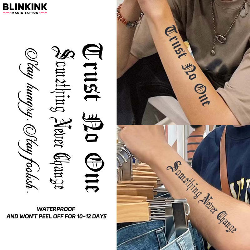 Adesivos De Tatuagem Com Frases Curtas Em Inglês Estilo Vintage Fontes De Texto Retrô , Texturizados