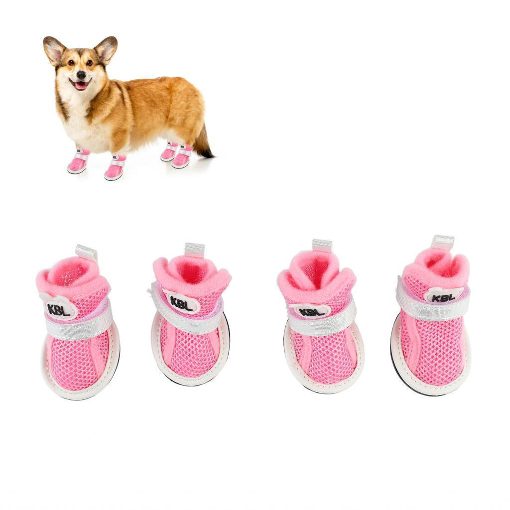 Hyhyhy Mesh Dog Shoes for Small Dogs Soft Puppy Boots Fashion Thick Soles Prevent Slipping Bichon Summer (Pink)