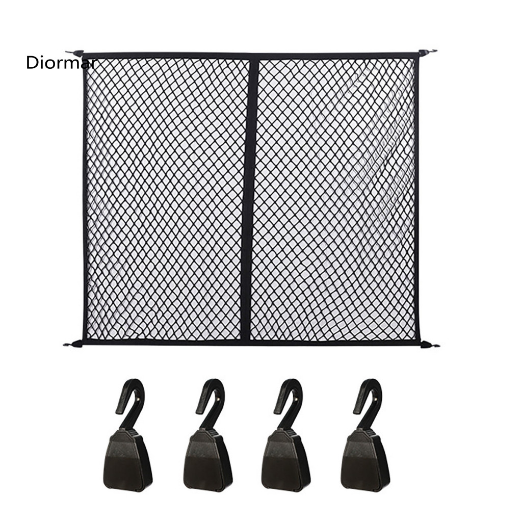 Pickup Truck Bed Organizer Cargo Securement for Travel Net with 4 Hooks – Stretchable Elastic for Suv Trunk Secure for