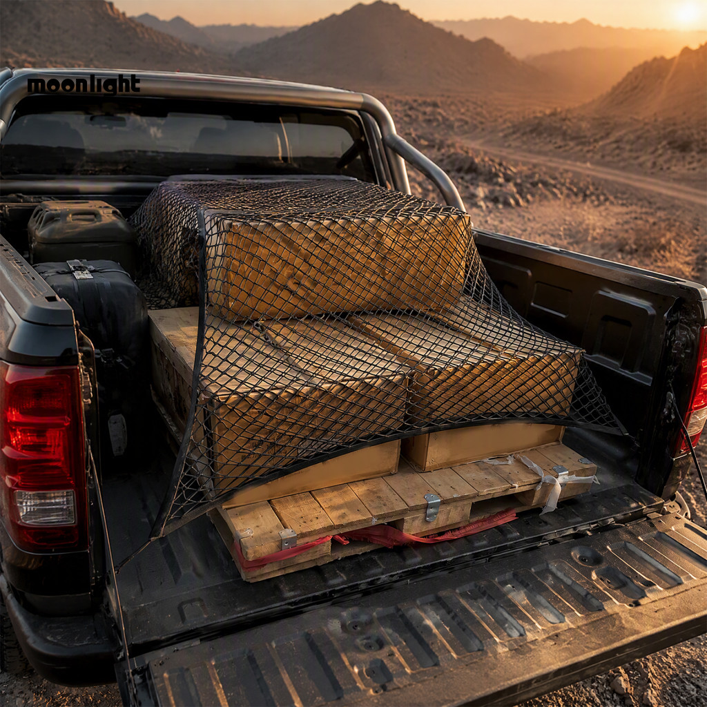 Truck Bed Cargo Net with 4 Hooks – Stretchable Elastic Organizer for Pickup Suv Trunk Secure Heavy Loads Durable and E