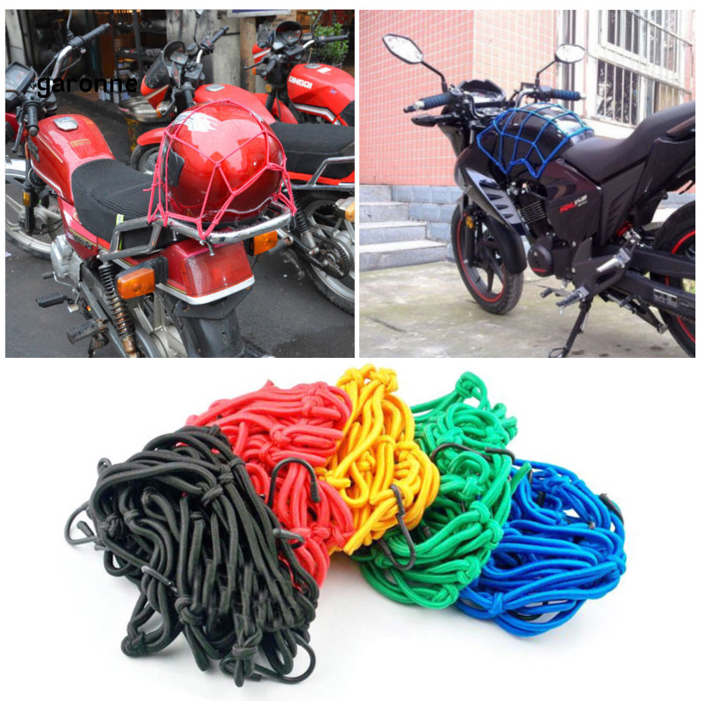 GA-12 Polegadas 6 Gancho Tiedown Couro Falso Motocicleta Cargo Net Capacete Armazenamento Malha Bolsa
