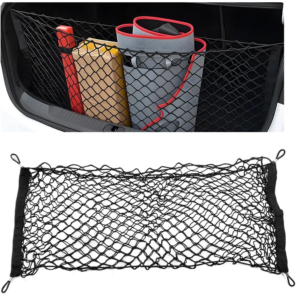 Stretchable Cargo Net, Adjustable Elastic Storage Mesh Nets, Envelope Style Cargo Netting with Mounting Screws and Hooks