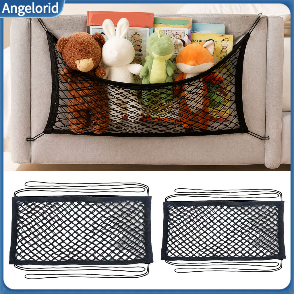 Bedside Storage Pocket Toy Organizer Hammock Kids Stuffed Net – Car Trunk Cargo 70/80cm Stretchy Double Layer Mesh for