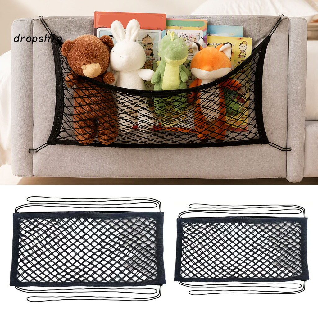 Car Seat Back Organizer Toy Hammock Kids Stuffed Storage Net – Bedside Trunk Cargo 70/80cm Stretchy Double Layer Mesh