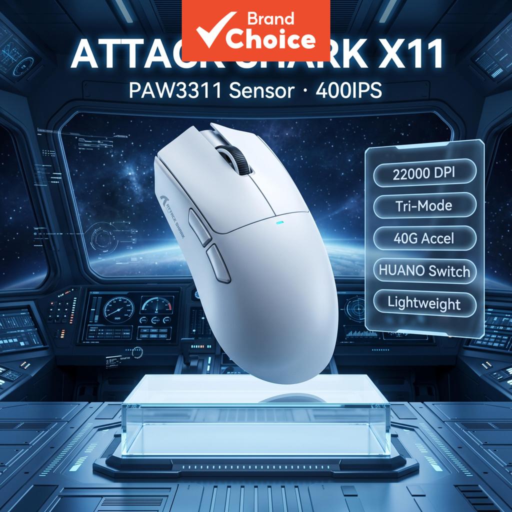 Mouse Gamer Attack Shark X11 Sensor Óptico PixArt PAW3311 22000 DPI Ajustável 400IPS Rastreamento Suave do Cursor