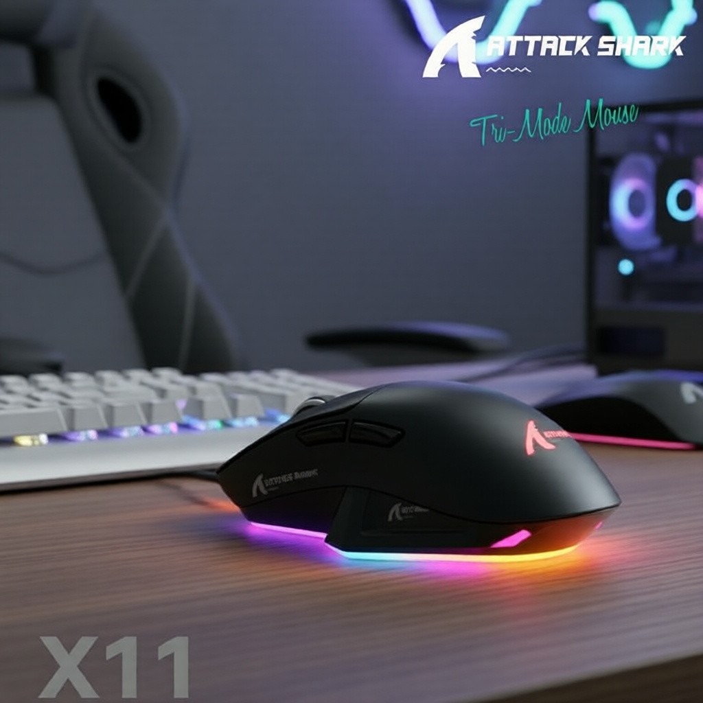 Mouse Gamer Attack Shark X11 3 Modos PAW3311 22000DPI Sem Fio 280mAh para PC Laptop