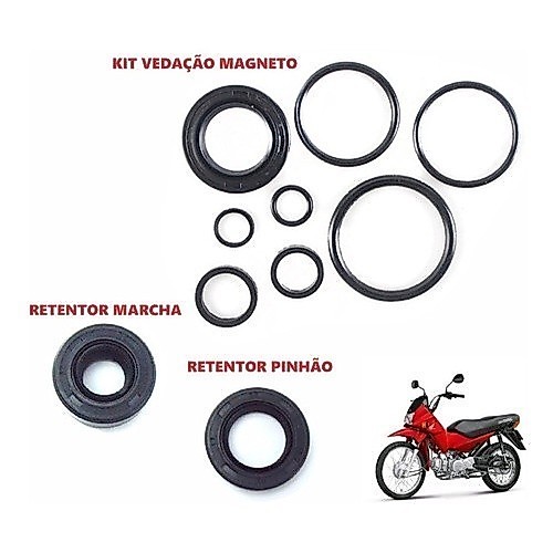 Anel Kit Vedação Magneto + Retentor Marcha + Pinhão Pop 100