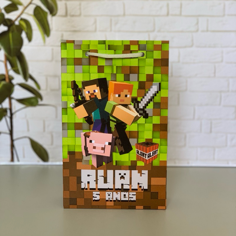 Sacolinha personalizada Minecraft - PEGUE E MONTE VOCÊ MESMA
