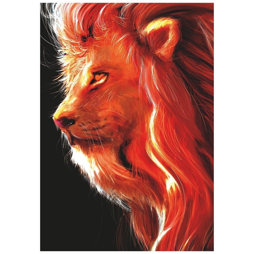 Quadro Plaquinha Decorativa MDF Leão vermelho - FR31