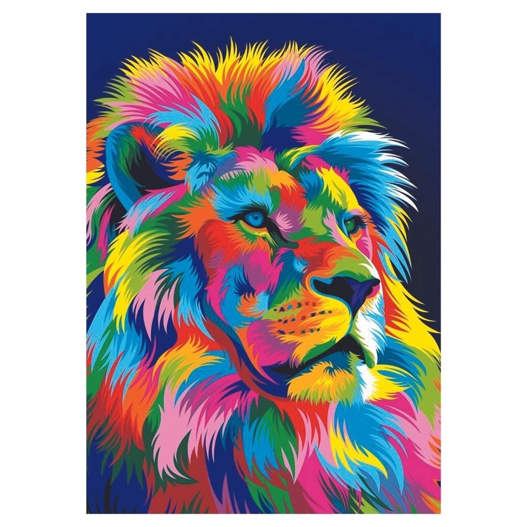 Quadro Plaquinha Decorativa MDF Leão em cores - FR28